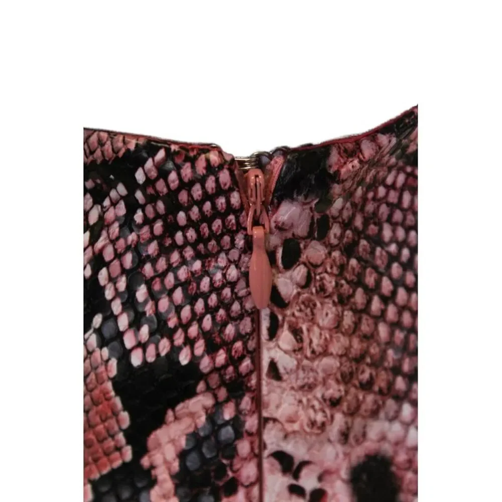 Endless Rose Womens Vegan Leather Animal Print Zip Up Mini Skirt Pink Size XS
